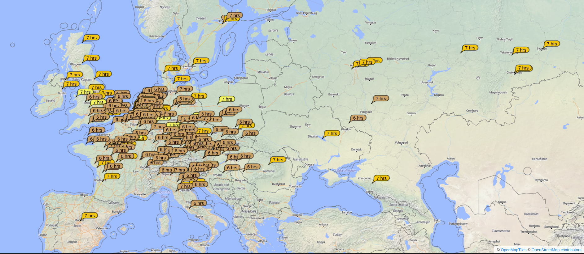 A PSKreporter map with all stations hearing me